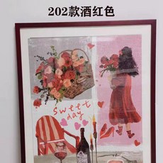 實木拼圖框 1000片50*75 2000片96*68 500片 可掛墻 可定製, 1個, 2*2酒紅色,108片拼圖框(可放18.2*25.7c