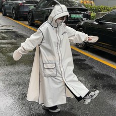 連帽長款全身雨衣，附贈收納袋，適合成人騎行及日常穿著