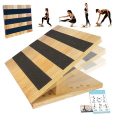 KIJO Studio原木拉筋板 伸展舒緩瑜珈 腿部肌肉伸展 黑色防滑條設計 多角度調節, Black黑色