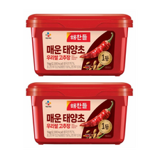 CJ 해찬들 100% 우리쌀 매운 태양초고추장, 1kg, 2개