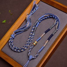 藏式手搓棉繩 蜜蠟唐卡佛牌吊墜掛繩 民族風手工編織繩, 深藍色, 1個