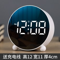 簡約鬧鐘LED電子鐘家居時鐘牀頭鐘錶溫度鐘錶電子時鐘學生鬧鐘, 白色:如图