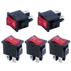 MXUTEUK 5PCS 110V 미니 스위치 120V 스냅인 DPST 로커 조명 토글, Red