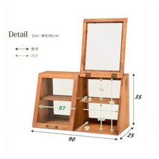 實木日式甜點櫃子 雙層桌面收納展示櫃 麵包蛋糕陳列架, 60cm 蜜糖色