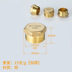 熱銷爆款 全銅外絲堵頭4分內絲水管堵帽四分管堵6分角閥1寸水龍頭銅堵頭塞, 1個, 4分銅堵頭[15克]