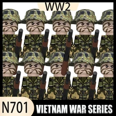 시티 밀리터리 베트남 전쟁 미군 블록 세트 WW2 병사 피규어 헬멧 조끼 액세서리 브릭 소년 선물, 04 B34-35-1-10PCS