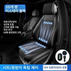 DOOIT 차량통풍시트 냉풍 쿨링시트 쿨 바람방석 통풍 화물차, 12V 검정색 20개 팬시작 정지 좌 등, 1개