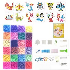 神奇水霧魔法珠DIY套裝 兒童益智拼圖玩具 水溶魔力珠 男生款 30色3000粒 豪華配件組, 1套, 男生款:30色3000粒+豪華配件(彩盒, 彩色