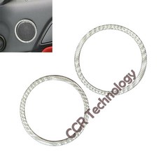 碳銀 亮光3D真碳纖維 汽車喇叭裝飾環 防刮保護 適用於15-23 Mustang, 1個