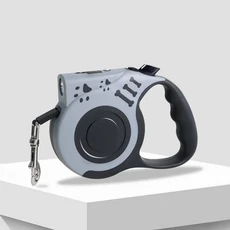 야간 산책용 플래시라이트가 있는 자동 개줄 소형 및 중형 개와 고양이를 위한 16FT 텔레스코픽 트랙터, 01 회색