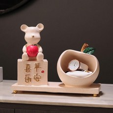 平安喜樂 鹿擺飾 入厝禮物 玄關擺件 辦公室擺飾 電視櫃酒櫃擺件 房間擺件 平安擺件 喬遷禮品, 點駝色：平安喜樂蘋果收納