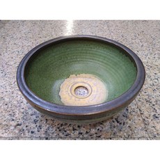 娟兒藝品 墨綠色陶瓷手盆 藝術展示盆, 1個