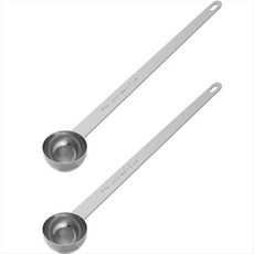 2pcs 2 큰술 커피 스쿠프 9.5 인치 길이의 손잡이 측정 스푼 2 개의 tbsp (15 ml) 커피 스쿠퍼 스테인레스 스틸 스쿠퍼, 은