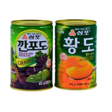 삼포 깐포도캔 + 황도캔 혼합세트 각1개, 2개, 400g