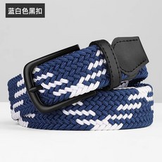스트레치 우븐 투어 다크네이비 골프 벨트 퍼포먼스 화이트, 1개, F. 블루화이트 블랙 버클