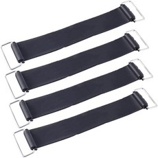 CREATCABIN 블랙 배터리 스트랩 고무 밴드 4개 범용 탄성 고정 교체 타이 다운 스트랩 후크 및 루프 케이블 오토바이 스쿠터용 17.8 x 3.5cm(7 1.4인치)