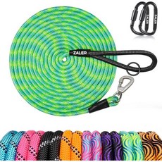 ZALER 장줄 강아지 훈련용 리드줄 50피트 30피트 20피트 15피트 10피트 고강도 반사 체크 코드 리콜 블랙 훈련 놀이 캠핑 마당에서 사용 2445564, Blue Green, 10FT*2/5", 1