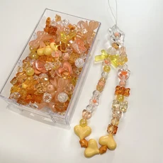 50g100g DIY 모자 가죽 밴드 만들기 아크릴 재료 액세서리 느슨한 구슬 여러 혼합 색상 가방, Orange, 50 grams, 1개