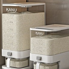 Trendigo [식약처인증정품] 원터치 밀폐 계량 쌀통 잡곡통 방충 쌀 보관통, 화이트