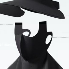 Fee 冰絲帽檐全臉防曬面罩 一體掛耳式設計 透氣涼感 遮陽防護, 現貨-經典黑色,均碼