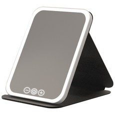 LED折疊便攜高清化妝鏡, 黑色-小號【三種光源｜無極調光】