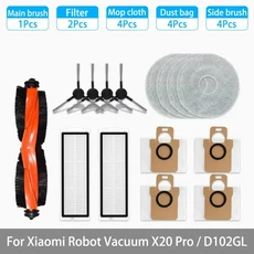 샤오미 로봇 진공청소기 X20 Pro / D102GL 부품 액세서리 메인 브러시 사이드 헤파 필터 천 먼지 봉투 교, 05 1B4S2F4M4D