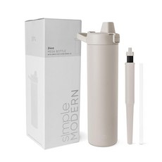 Simple Modern 필터 물병 | 단열 스테인리스 스틸 탄소 필터 여행용 물병 | 이동 중에도 깨끗한 식수를 위해 재사용 가능 | 710ml(24온스) 미드나잇 블랙, 709.8ml(24온스) 물병, 아몬드 자작나무