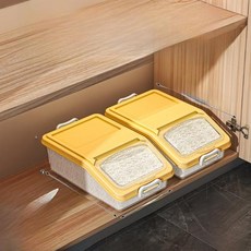 쌀 보관통 주방 위생용기 등급 보관함 습기 방지 곡물 통 북유럽 스타일 플라스틱 보관 용기, 19)투명한 노란색 - 쌀통 2개 10파운드 - 쌀