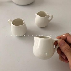 咖啡小奶盅 意式濃縮萃取量杯 木柄陶瓷牛奶罐, 1個, 無柄陶瓷白奶罐, 白色