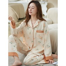 Peony Sunshine 長袖睡衣家居服套裝 翻領純棉兩件式
