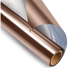 멀티 사이즈 편도 미러 창 필름 정보 보호 태양 차단 유리 스티커 열 제어 반사 자체 접착 색조, 50x500 cm, 24)Brown-silver