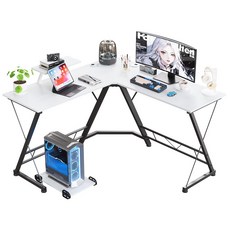 L자형 컴퓨터 책상 코너형 게이밍 책상 컴퓨터 테이블 학생 책상 서재 책상 사무용 책상, 화이트블랙