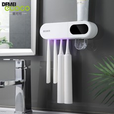 DFMEI 電動牙刷消毒器智能紫外線殺菌套裝免打孔壁掛式牙刷收納盒置物架, 1個, 白色