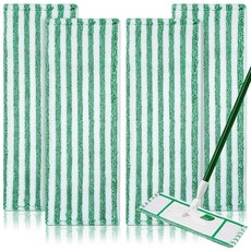Libman 습식 및 건식 극세사 대걸레와 호환되는 4팩 대걸레 패드 재사용 가능하고 교체가 쉬운 천 헤드 다중 표면 바닥 청소용 세척 가능한 교체 헤드 47 x 17cm(, 초록색