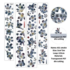 50mm*5m 빈티지 수채화 꽃 풍경 PET 테이프 창의적인 DIY 저널 재료 콜라주 스크랩북 문구류, 01 JD-DD2509-02