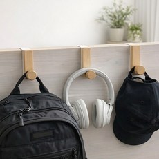 우드 도어후크 문걸이 가방 모자 옷걸이 다용도 인테리어 후크 3개, 우드+화이트