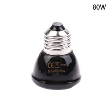 1개 220-240V 원적외선 히팅 램프 블랙 세라믹 E27 애완동물 워머 전구 부화기 닭 거북이 도마뱀 파충류 조, [01] 80W, [01] 20W