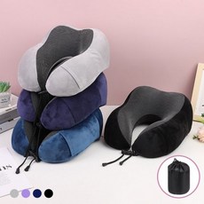 여행용쿠션 목베게 휴대용베게 목통증완화 목건강 휴대용목베게, 블랙