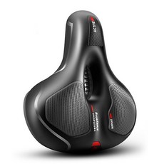 무통증 자전거안장 2중 충격흡수 젤쿠션 실내 전기 자전거, 블랙.레드, 1개