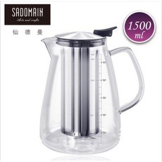 仙德曼直火新伯爵壺 直火壺 花茶壺 玻璃壺 沖茶壺 泡茶壺 咖啡壺 不鏽鋼濾網茶壺 玻璃水壺 玻璃茶壺 玻璃耐熱水壺, 直火花茶壺1500ml, 1500ml, 1個