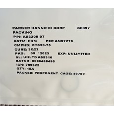 PARKER HANNIFIN CORP汽車零件包裝，符合ASTM FKM標準，VM330-75複合材料，無限期有效, NSN:5331013963390, AS3208-07,AS320807, 膠圈/O型環