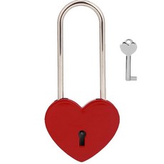 VeYocilk Love Lock 8.9cm(3.5인치) 고무 페인트 퍼플 하트 샤프 자물쇠 다리용 기념일 여행 선물 (키 포함) 20개, 1PC, 레드