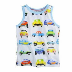 童裝男童純棉背心 可愛小汽車印花 夏季無袖上衣