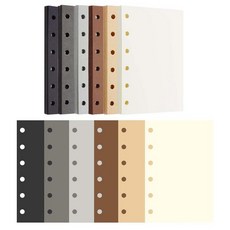 AxeWoodz A7 다채로운 리필 용지 300장 빈 루스 리프 페이퍼 6가지 다크 색상 6홀 노트 리필 6링 바인더 필러 용지, 어두운 색상