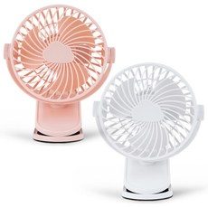 리틀클라우드 3단 풍속 집게형 BLDC 모터 유모차 선풍기, 2개, 화이트+핑크