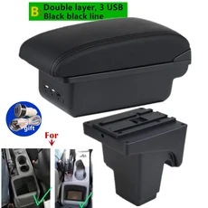 포드 포커스 3 Mk3 2011 차량용 팔걸이 박스 암레스트 센터 콘솔 수납함, 01 B1 black line 3USB