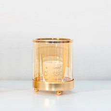 歐式金屬玻璃燭臺 金色小號