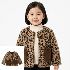 여아 레오파드 후리스 자켓 아동 뽀글이 양털 겨울 점퍼