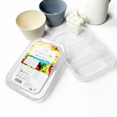믿을 수 있는 품질 MADE IN JAPAN 플라스틱 3칸 반찬 찬합 도시락 밀폐통, 2개, 화이트