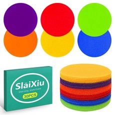 Slaixiu 10.2cm4인치 고무 바닥 도트 30개 - 어린이 민첩성 훈련 교실 카펫 마커 및 앉은 자리를 위한 미끄럼 방지 체육관 서클 343088